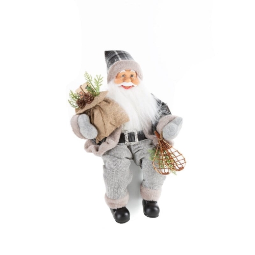 Mikołaj siedzący Popielato Czarny 40cm