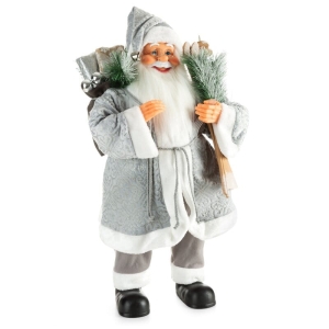 Mikołaj Stojący Biało Srebrny 80cm