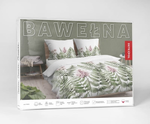 Pościel bawełniana 100% 220x200 w paprocie i łubiny