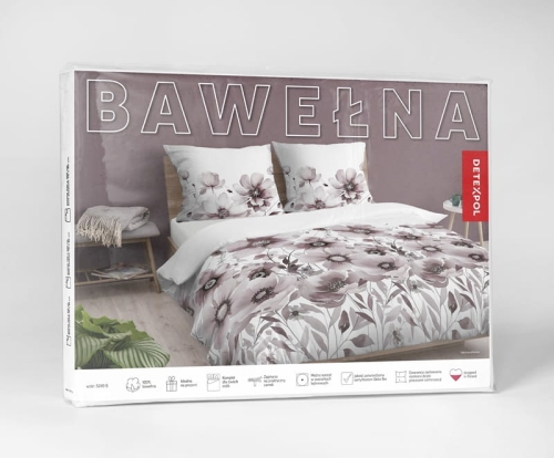 Pościel bawełniana 100% 220x200 w różowo burgundowe kwiaty