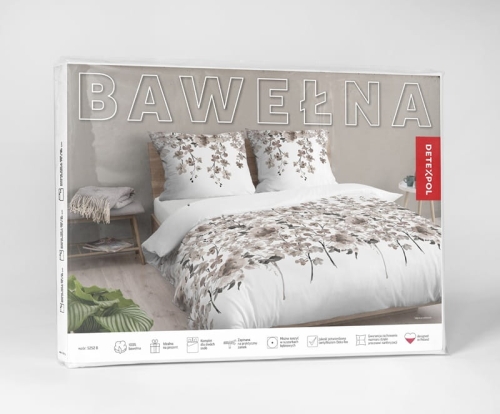 Pościel bawełniana 100% 160x200 w brązowo beżowe polne kwiaty 