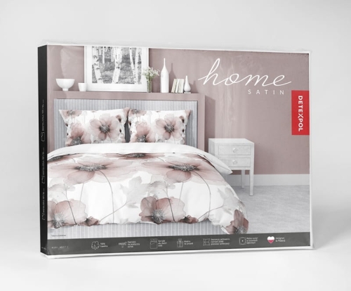 Pościel z satyny bawełnianej białej 220x200 Home Satin w duże kwiaty