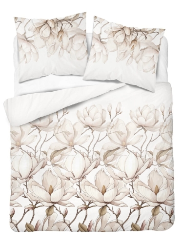 Pościel z satyny bawełnianej 220x200 Home Satin w beżowe magnolie