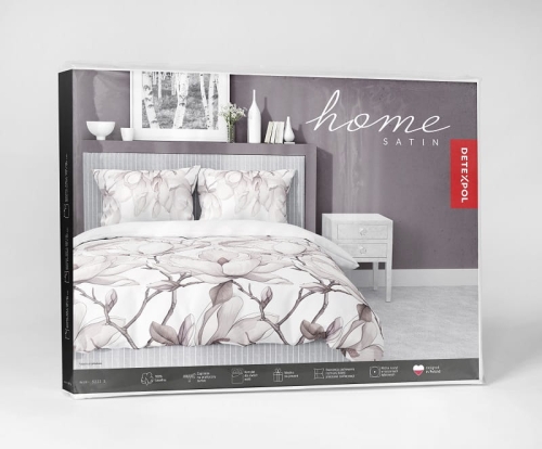 Pościel z satyny bawełnianej 160x200 Home Satin w różowo beżowe magnolie 