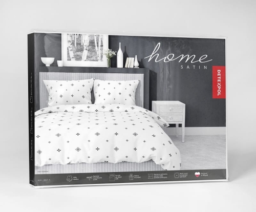 Pościel z satyny bawełnianej białej 200x200 Home Satin minimalistyczny wzór geometryczny