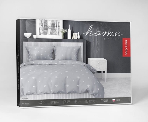 Pościel z satyny bawełnianej szara 220x200 Home Satin minimalistyczny wzór geometryczny