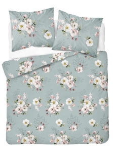 Pościel z satyny bawełnianej miętowej 160x200 Home Satin w magnolie i jaśmin