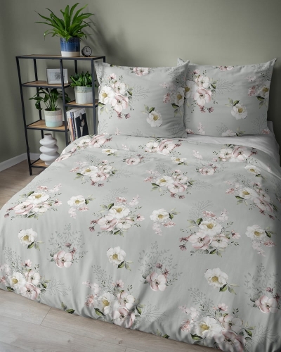 Pościel z satyny bawełnianej miętowej 220x200 Home Satin w magnolie i jaśmin 