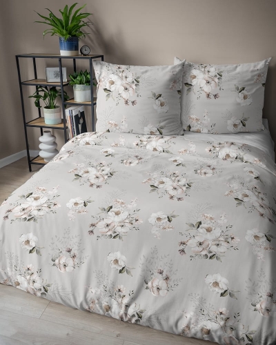 Pościel z satyny bawełnianej beżowej 160x200 Home Satin w magnolie