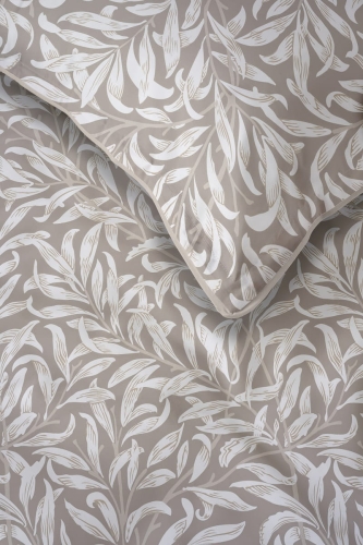 Pościel z perkalu beżowa 160x200 liście Lame Percale