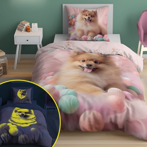 Pościel bawełniana świecąca 140x200 Pomeranian