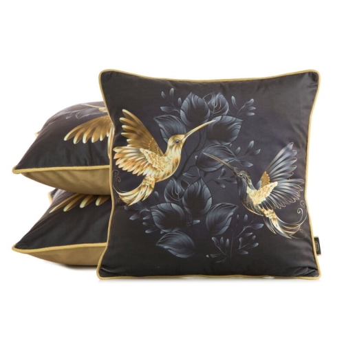 Poszewka dekoracyjna Velvet Z Lamówką 45x45  Kolibry