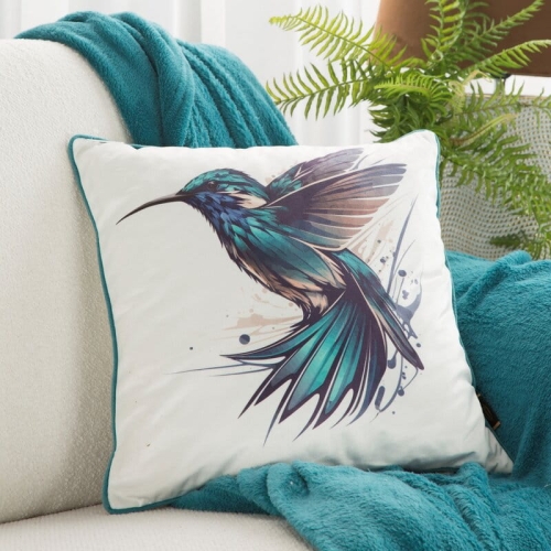 Poszewka dekoracyjna Kremowa Velvet Z Lamówką 45x45 Koliber