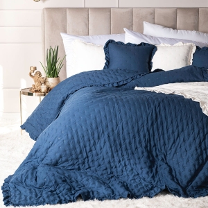 Narzuta Werona 170x210 Granatowa z Falbanką