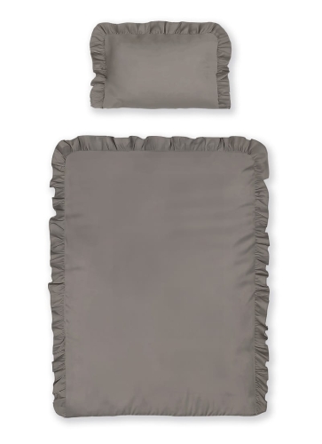 Pościel dziecięca bawełniana 90x120 Warm Grey Falbana