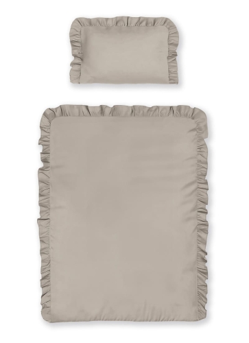 Pościel dziecięca bawełniana 100x135 Taupe Falbana