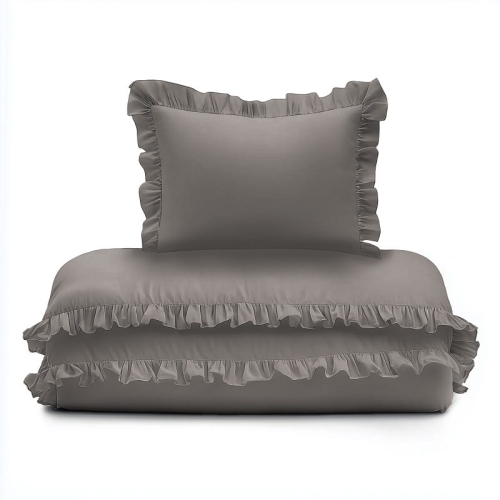 Pościel dziecięca bawełniana 100x135 Warm Grey Falbana
