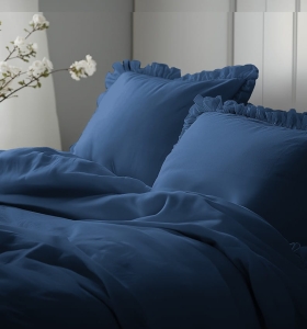 Pościel bawełniana 220x200 Denim z falbaną