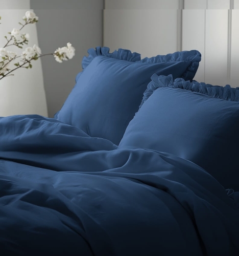 Pościel bawełniana 220x200 Denim z falbaną