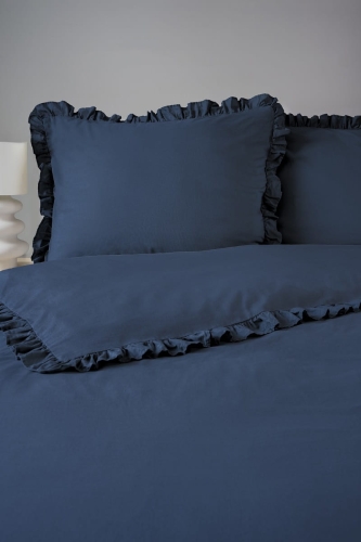 Pościel bawełniana 220x200 Denim z falbaną