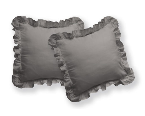 Poszewka bawełniana 40x40 Warm Grey z falbaną