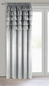 Zasłona Aura 140x270 srebrna falbanki taśma