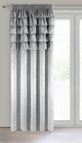 Zasłona Aura 140x270 srebrna falbanki taśma
