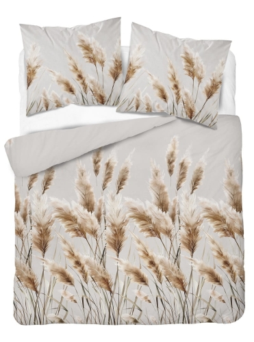 Komplet pościeli z satyny bawełnianej popielatej 220x200 w kłosy traw pampasowych Home Satin