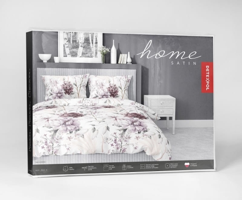 Komplet pościeli z satyny bawełnianej 160x200 w bordowe peonie i hortensje Home Satin