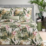 Komplet pościeli z bawełny satynowej Spring 160x200 tropikalny wzór