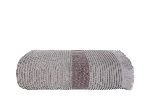 Ręcznik bawełniany frotte 70x140 Fala szary z frędzlami 