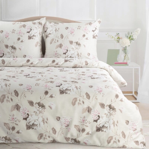 Komplet pościeli z bawełny satynowej Spring 220x200 romantyczny wzór kwiatowy w pastelowych kolorach