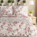 Komplet pościeli z bawełny satynowej Spring 140x200 duże różowe kwiaty