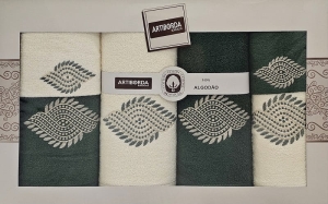 Komplet ręczników w pudełku 6 części kremowo zielonych