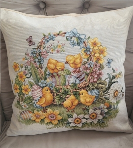 Poszewka gobelinowa wielkanocna 45x45 Kurczaczki