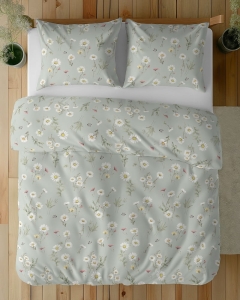 Komplet pościeli z satyny bawełnianej miętowa 160x200 w polne kwiaty Home Satin 