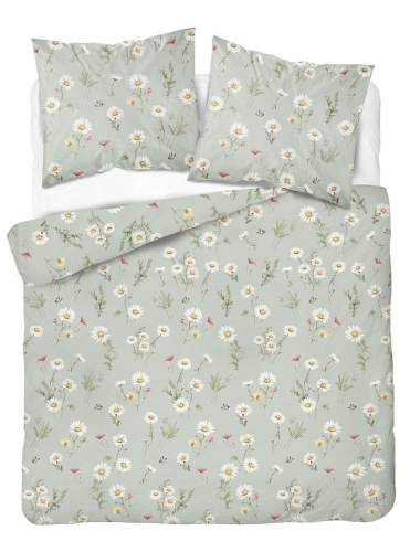Komplet pościeli z satyny bawełnianej miętowa 220x200 w polne kwiaty Home Satin 