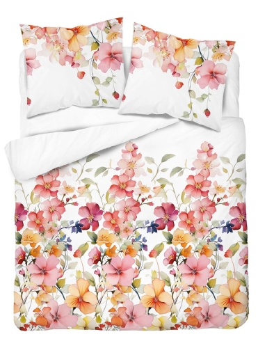 Komplet pościeli z satyny bawełnianej 160x200 w kolorowe kwiaty Home Satin