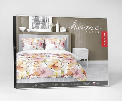 Komplet pościeli z satyny bawełnianej 220x200 w kolorowe kwiaty Home Satin
