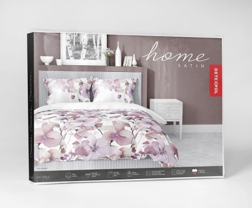Komplet pościeli z satyny bawełnianej 160x200 w fioletowe i pudrowo różowe kwiaty Home Satin