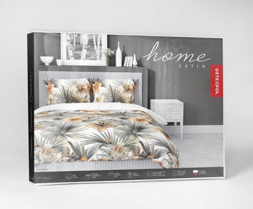 Komplet pościeli z satyny bawełnianej 220x200 w pomarańczowe hibiskusy Home Satin