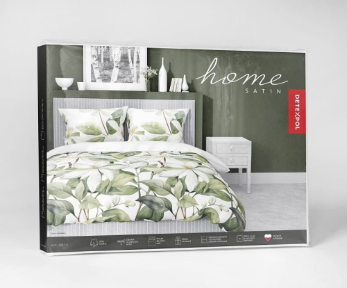 Komplet pościeli z satyny bawełnianej 220x200 w duże białe kwiaty Home Satin