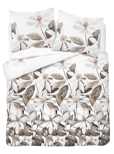 Komplet pościeli z satyny bawełnianej 160x200 w duże kremowe kwiaty Home Satin