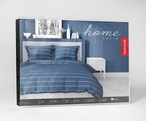 Pościel satyna bawełniana Home Satin granatowa 160x200 w poziome pasy