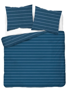 Pościel satyna bawełniana Home Satin granatowa 220x200 w poziome pasy 