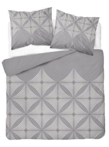 Komplet pościeli z satyny bawełnianej szarej 220x200 w geometryczny wzór Home Satin