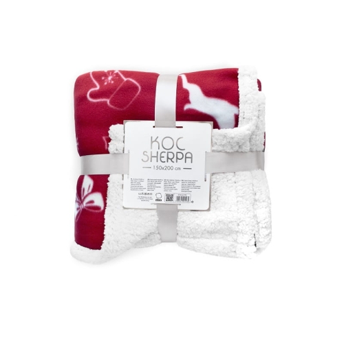 Koc świąteczny czerwony 150x200 Motyw Bożonarodzeniowy 