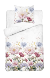 Komplet pościeli z satyny bawełnianej 140x200 w wielobarwne kwiaty Home Satin 