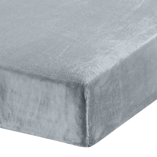 Prześcieradło pluszowe 140x200 z gumką w kolorze srebrnym