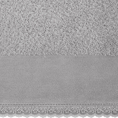 Ręcznik bawełniany Emi 30x50 srebrny z koronką
